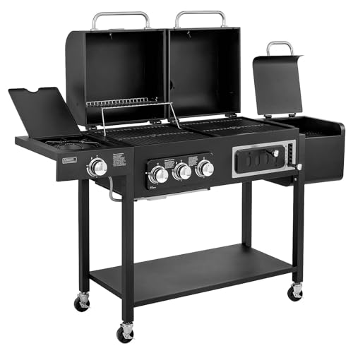 TAINO HERO DUO Gasgrill Holzkohlegrill Smoker Kombigrill Grillwagen 2 in 1 System BBQ Grill Kombistation Gas Kohle schwarz