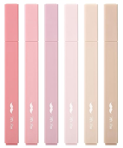 Mr. Pen- Aesthetic Highlighters, 6 pcs, Chisel Tip, Vintage Colors, No Bleed Bible Highlighter Pastel, Highlighters Assorted Colors, Pastel Highlighter Set, Cute Highlighters