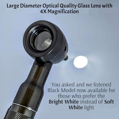 Image of 4th Generation Doctor Mom LED Pocket Pro Otoscope with Both Adult and Pediatric Disposable Specula Tips, Battery, and Protective Hard Plastic Case - Black