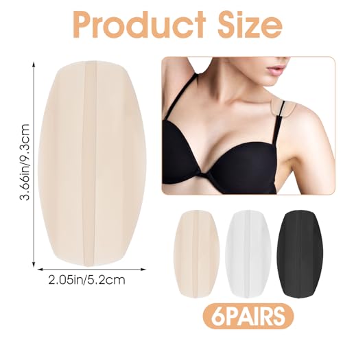 QFGasre 12 Pcs Bra Strap Cushion Non-Slip Bra Strap Pads Bra Strap Holders 3 Colour Silicone Shoulder Protectors Pads Fabric Relieve Discomfort Shoulder Pads for Women - Thumbnail 2