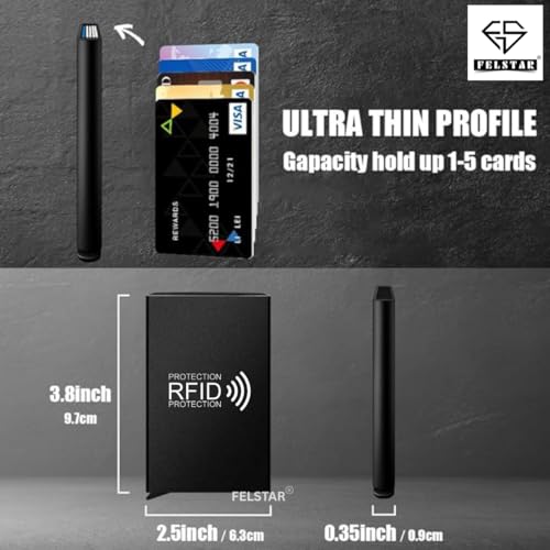 Image of FELSTAR Customized /Personalized Name Engraved Card Holder RFID Blocking Aluminum Pop Up Smart 6-7 Credit /Debit ATM Wallet for Men's and Women's Corporate Gift for Employees (RFID Blocking Print)