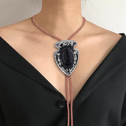 Image of Btilasif Bolo Tie Brown for Men, Scorpion Luminous Stone Cowboy Tie Western Leather Necktie Necklace for Women