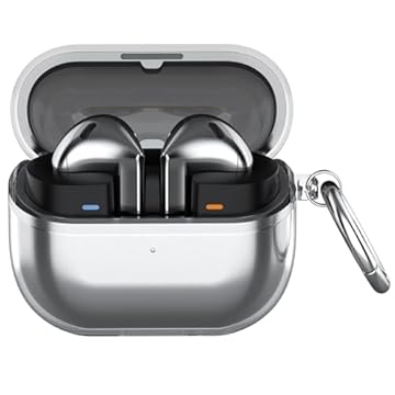 USTIYA Capa SF para Samsung Galaxy Buds 3 / Buds 3 Pro, capa transparente, chaveiro, proteção e carregamento sem fio (transparente)