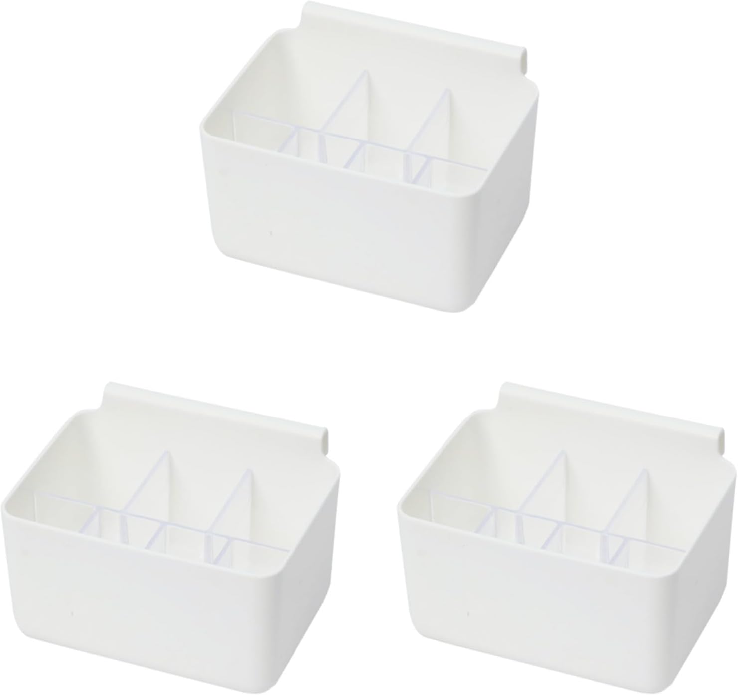 Veemoon 3pcs box Shelf White Hanging Containers Counter Kitchen Slide Refrigerator Food Snack Pantry Plastic Egg Trays Organization Sauce Seasoning Basket Sorting Cabinet Organizer Clear