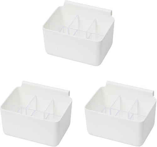 Veemoon 3 unidades de caja de estantes blancos colgantes contenedores mostrador de cocina diapositivas refrigerador alimentos aperitivos despensa