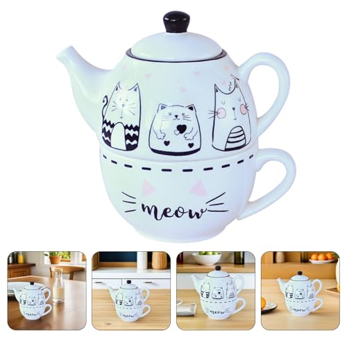 Tetera de cerámica con forma de gato SECFOU de diseño creativo y alta retención térmica 8