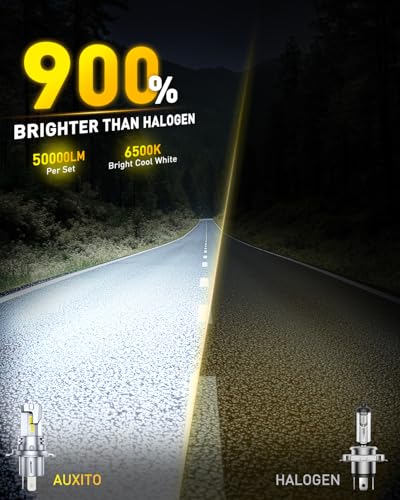 AUXITO H11 LED Bulb H8 Bulbs, 900% Brighter H8 H9 Light Bulbs, Plug N Play, Long Lifespan, No Flicker, 99% Compatibility, 2PCS