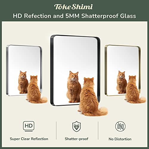 Tokeshimi Bathroom Mirror For Wall 24 X 32 Inch Gold Brushed Brass Metal Rounded Corner Rectangle Mirror Wall Mirror In Metal Frame #TOP4