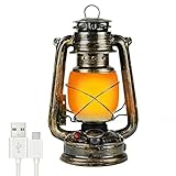 LANMOU LED Laterne Outdoor, LED Laternen für Draußen mit 3 Modi, Sturmlaterne Hängend Laterne Vintage Aufladbar USB, 7h Laufzeit Flackerflamme, für Zelt, Terrasse, Garten Deko