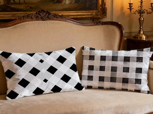 Coussin noir et blanc en velours pour décoration de canapé - 2