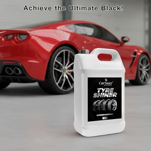 Image of CAR SAAZ Tyre Polish & Shiner for Car & Bike 5 Ltr | High Gloss Finish, Deep Black Shine, Protects Rubber from Cracking & Fading | Shine & Protects | Non-Greasy, Long Lasting (5L)