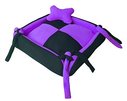 Image of Fluffy's Luxurious Dog /Cat Bed Square Shape Super Soft Foam Reversible Sky Blue & Black (Purple, Medium)