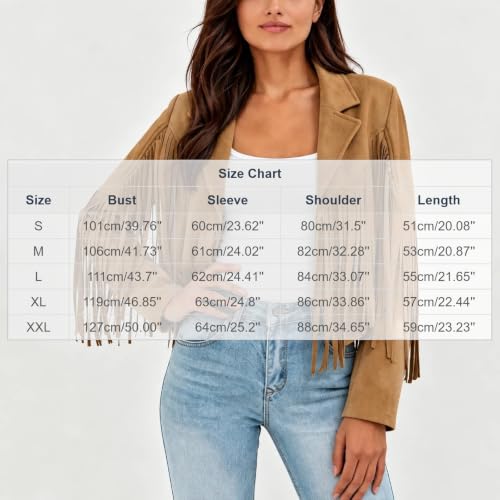 Women Faux Suede Fringe Jacket Notched Lapel Open Front Cropped Blazer Coat - image 4
