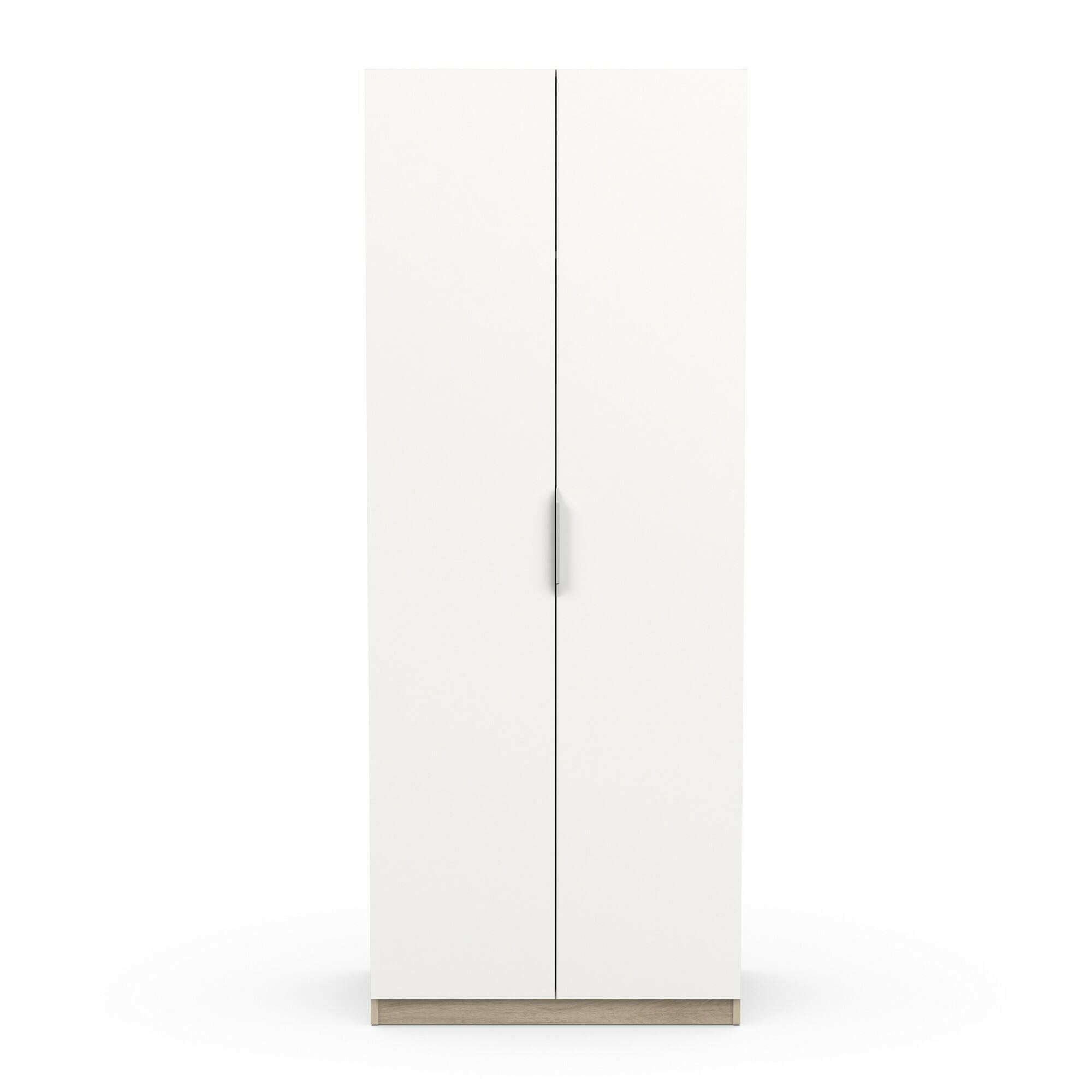 Dmora - Guardaroba 2 Ante Isere, Mobile Camera da Letto, Cabina Armadio portabiti, Armadio Appendiabiti, 79x51 h203 cm, Rovere e Bianco Opaco