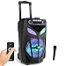 Pyle Portable Bluetooth PA Speaker System-800W 12” Indoor/Outdoor Bluetooth Speaker Portable PA System-Party Lights, USB SD Card Reader,FM Radio, Rolling Wheels-Wireless microphone,Remote- PPHP121WMB