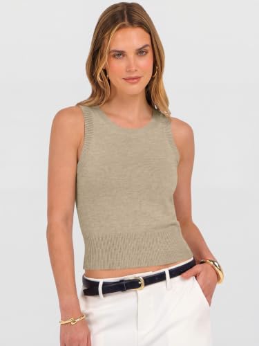 ANRABESS Women’s Summer Sleeveless Cropped Sweater Tank Tops Almond M — view 2