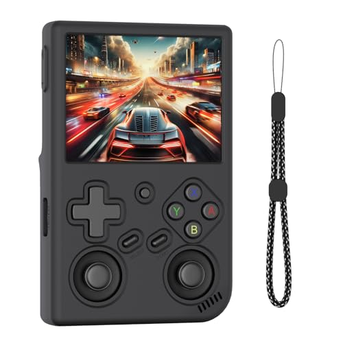 for Anbernic RG35XX Pro Retro Handheld Game Console Case Soft Silicone Protective Cover with Waterproof Dustproof & Shockproof Protective Case with Lanyard Compatible with RG35XX Pro (Black)