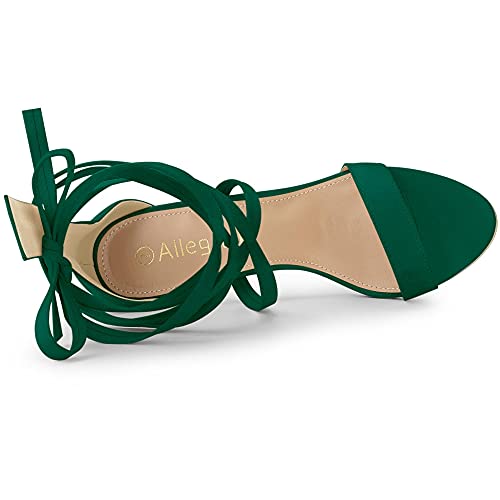 Allegra K Allegra K Women's Open Toe Stiletto Heel Lace up Heels Green Sandals 10 M US