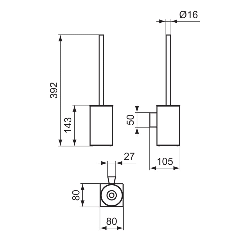 Ideal Standard IOM SQUARE ESCOBILLERO A PARED CROMADO