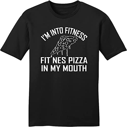 YITIANYUAN I'm Into Fitness Fti'Ness Pizza in My Mouth Funny Mens Soft T Shirt Food Tee Size S