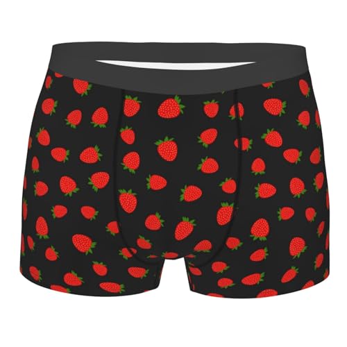 Vollior Strawberry Men's Underwear Boxer Briefs Soft Print Boxer Briefs Breathable Short Leg Shorts XX-Large