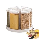 Dispensador de cereales giratorio – Soporte de almacenamiento de cereales con 6 compartimentos | Gran capacidad para cocina, despensa, encimera, organización, catering, cereales caseros para harina
