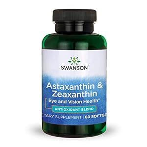 Swanson Astaxanthin & Zeaxanthin Eye Vision Brain Skin Health Antioxidant Support Supplement (Astaxanthin 4 mg & OmniXan…