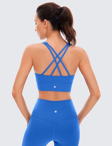Image of CRZ YOGA Butterluxe Longline Sports Bras | Light Support, Removable Pads, Yoga, Extremely Soft, Criss Cross Back, High Neck, for Women