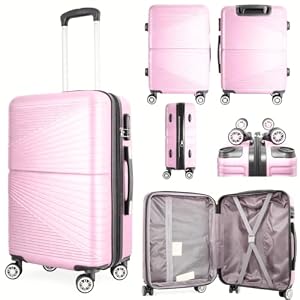 Cabin Trolley Case 53x38x22 Cabin Suitcase, Built in Lock, Lightweight Carry On, 8 Wheels, Wet Pocket, Suitable for Ryanair, Easyjet, Paid Hand Luggage Carry-Ons (53 x 38 x 22 cm 43l)