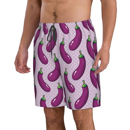 Seamless Pattern of Eggplant and Vegetables Mens Swim Trunks Quick Dry Swim Board Shorts Casual Beach Shorts2
