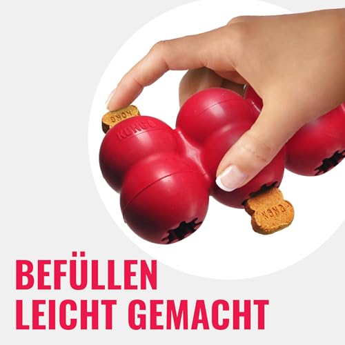 KONG Goodie Ribbon - Befüllbares Hundespielzeug aus Naturkautschuk - Kauspielzeug in Knochenform - Für Kleine Hunde
