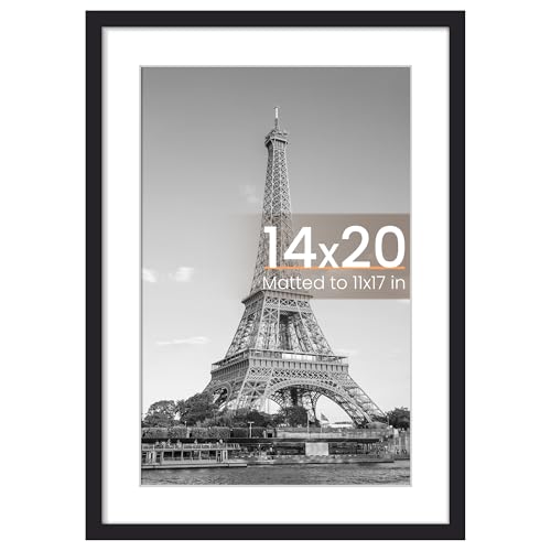 Image of upsimples 14x20 Picture Frame, Display Pictures 11x17 with Mat or 14 x 20 Without, Wall Hanging Poster Frames, Black, 1 Pack