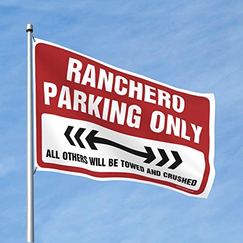 Drapeaux drôles Ranchero Parking Only de grande taille 152x244 cm pour déco