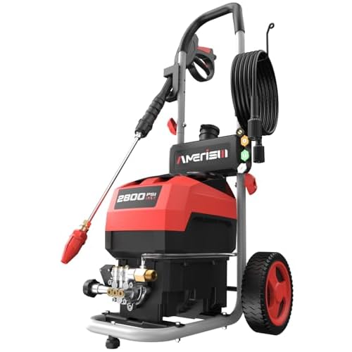 Electric Pressure Washer, 2800 Max PSI and 2.0 GPM, Power Washer with Onboard Soap Tank, Spray Gun and 25 FT Hose, 5 Nozzle Set (1 Turbo), for Cars/Driveways/Patios/Furniture/Deck