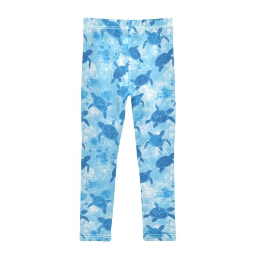 Turtles Girls' Leggings Toddler Doodles Blue Kids Yoga Pants Dance Active Tights 4T2