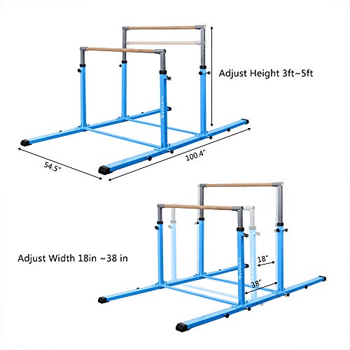 Matladin 3Play Double Horizontal Bars, Gymnastics Bars with Adjustable Height and Width