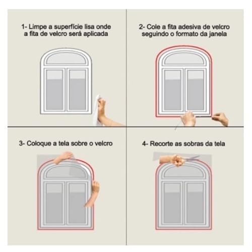 Kit 4 Tela Mosquiteira Premium para Janelas com Fixação Ajustável Contra Insetos - NEXUS MARKET