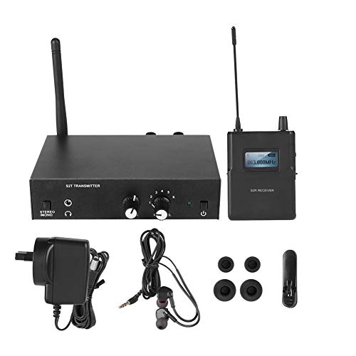 BTIHCEUOT Professionele in-ear monitoren, draadloos in-ear monitorsysteem, podiumbewaking voor zangers en drummers (EU-stekker)