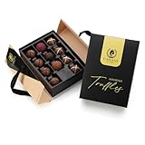 CARIANS Valentine's Day Chocolate Gourmet Truffles Box, Chocolate Gift Box, Box of Candy, Assorted Luxury Chocolate Basket, Dark, Milky, Hazelnut Truffles, Elegant Valentine’s Day Gift for Her, 11 Pcs.