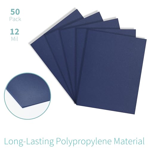 Image of Binditek 12 Mil Sand-Textured Binding Covers, Letter Size, Navy, 50 Pack