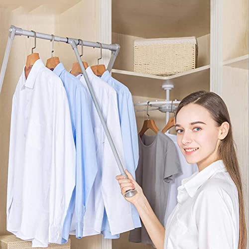 Pull Down Closet Rods, Adjustable 35-48 Inch Wardrobe Rail Lift Collapsible Closet Rod Aluminium Retractable Wardrobe Hanger Clothing Rail Closet Lift Organizer Storage Lift For Wardrobe Bedroom #TOP1