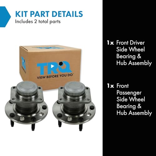 Image of TRQ Front Driver and Passenger Side Wheel Bearing and Hub Assembly Set 2 Piece Compatible with 1984-1990 Chevrolet Corvette