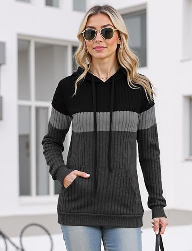 Tricot aux couleurs contrastées pull à capuche femme coupe ample