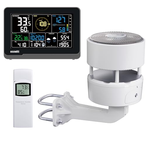 ECOWITT WiFi Estación Meteorológica WS3912 con pantalla LCD de 7,5 pulgadas para uso doméstico, sensor meteorológico inalámbrico WS85 con panel solar + un sensor de temperatura-humedad WN32