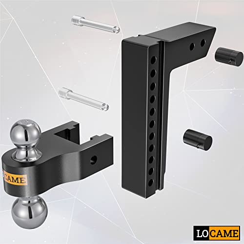 Locame Adjustable Trailer Hitch, Fits 2-Inch Receiver Only, 10-Inch Drop/Rise Aluminum Drop Hitch,12,500 Lbs Gtw-Tow Hitch For Heavy Duty Truck With Double Stainless Steel Locks, Black, Lc0023 #TOP5