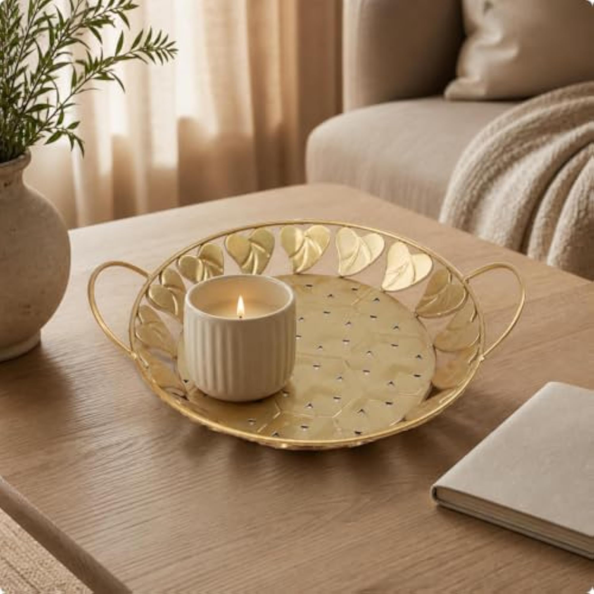 Decorative Round Golden Serving Dish