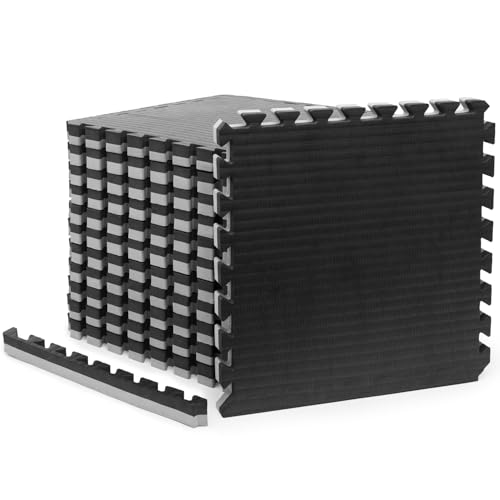 Gold BJJ Home Jiu Jitsu Mats - Extra Thick 1.5 Interlocking Puzzle Mats for Grappling Wrestling MMA & Judo Training Room Flooring (Black and Grey 33 Sq Ft)