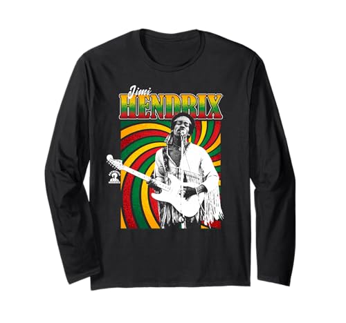 Image of Jimi Hendrix Reggae Swirl On Stage Vintage Band Long Sleeve T-Shirt