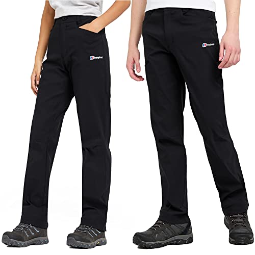 Berghaus Kids' Walking Trousers with Articulated Knees & 4 Pockets, Water Repellent & Quick Drying Pants for Boys and Girls (UK, Age, 13 Years, Regular, Black)