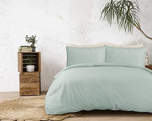Sleepdown 100% Bamboo Cotton Plain Grey Duvet Cover Quilt Pillow Cases Bedding Set Soft Easy Care - Double (200cm x 200cm